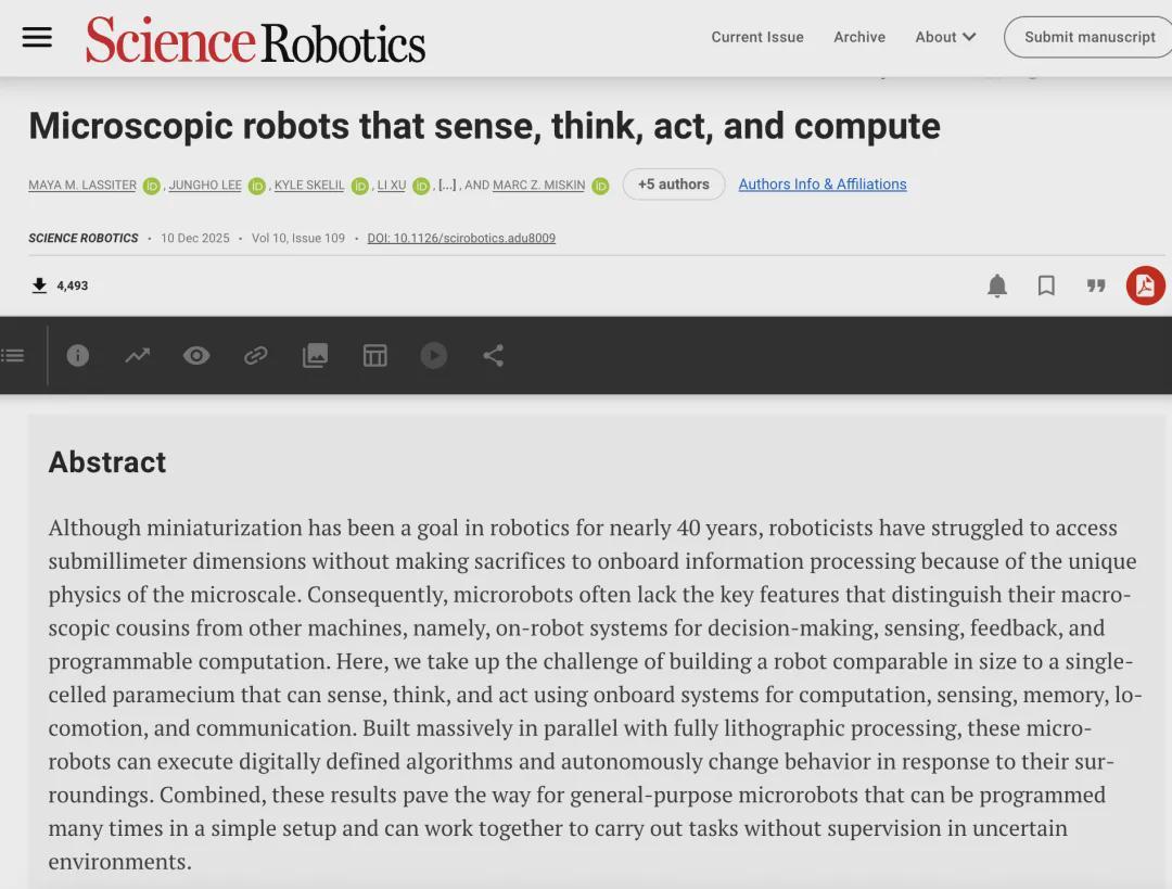 破壁微米！首个细胞级尺寸、会思考的机器人诞生| Science Robotics(图1)