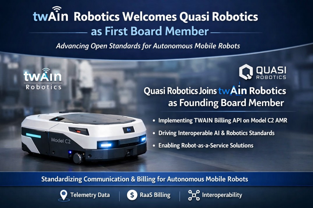 twAIn Robotics 欢迎准机器人公司成为首位董事会成员，推进自主移动机器人的开放标准