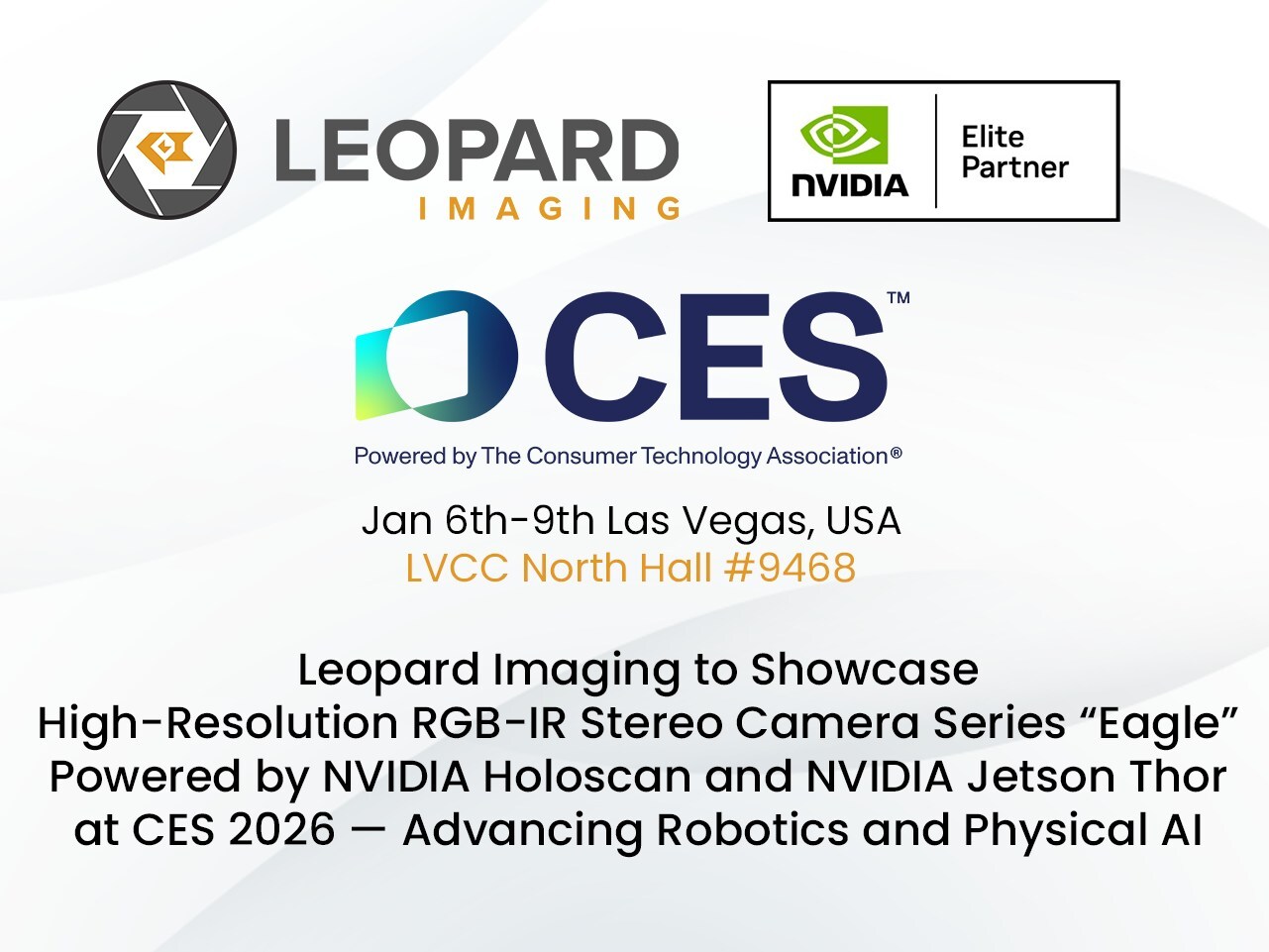 Leopard Imaging 在 CES 2026 上推出由 NVIDIA Holoscan 和 Jetson Thor 提供支持的 Eagle RGB-IR 立体相机系列