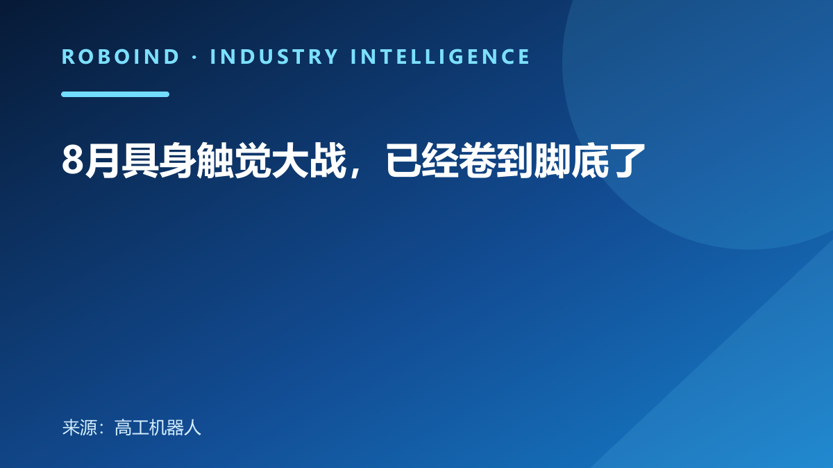 8月具身触觉大战，已经卷到脚底了