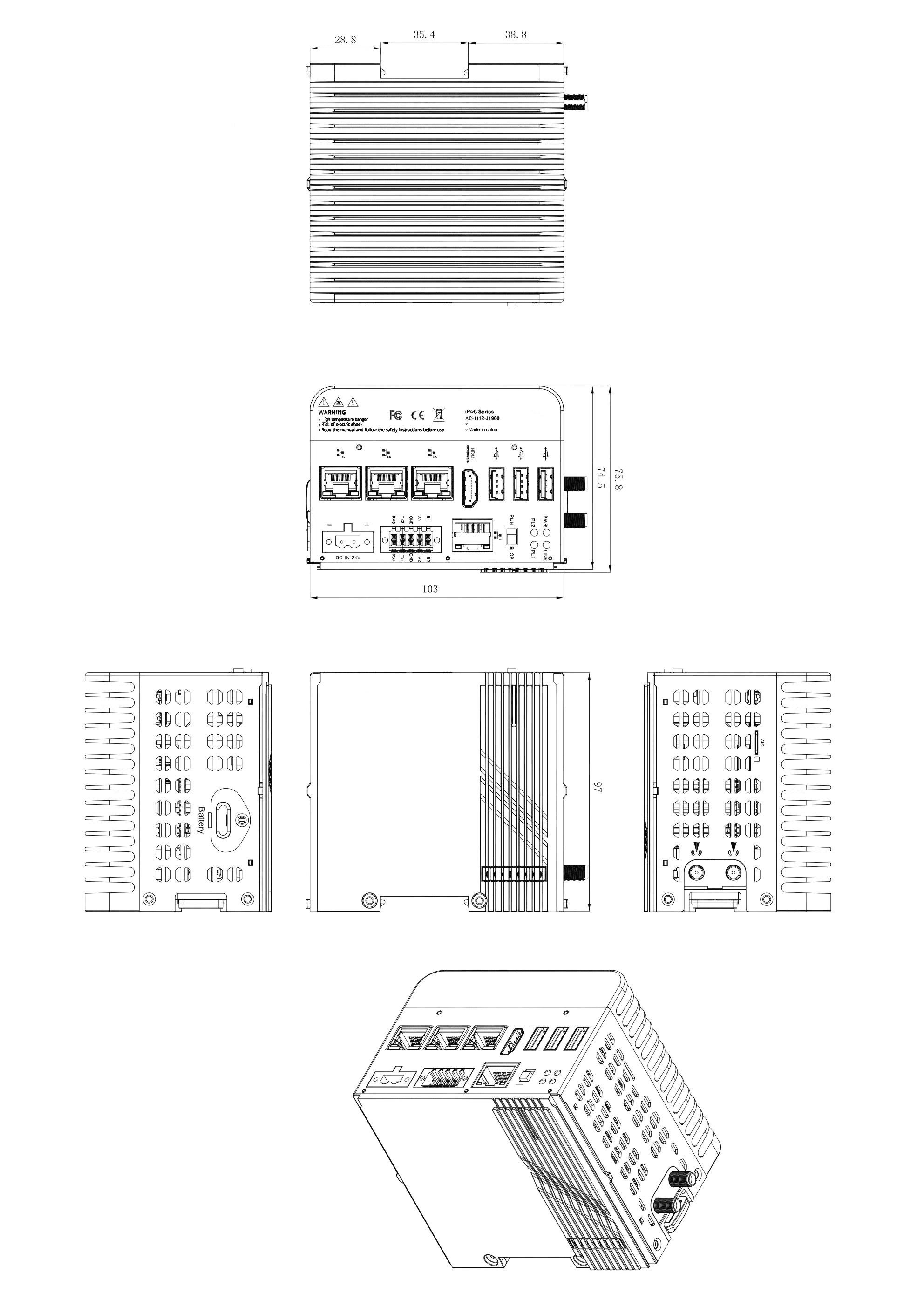 INEXBOT C1103 official dimension drawing