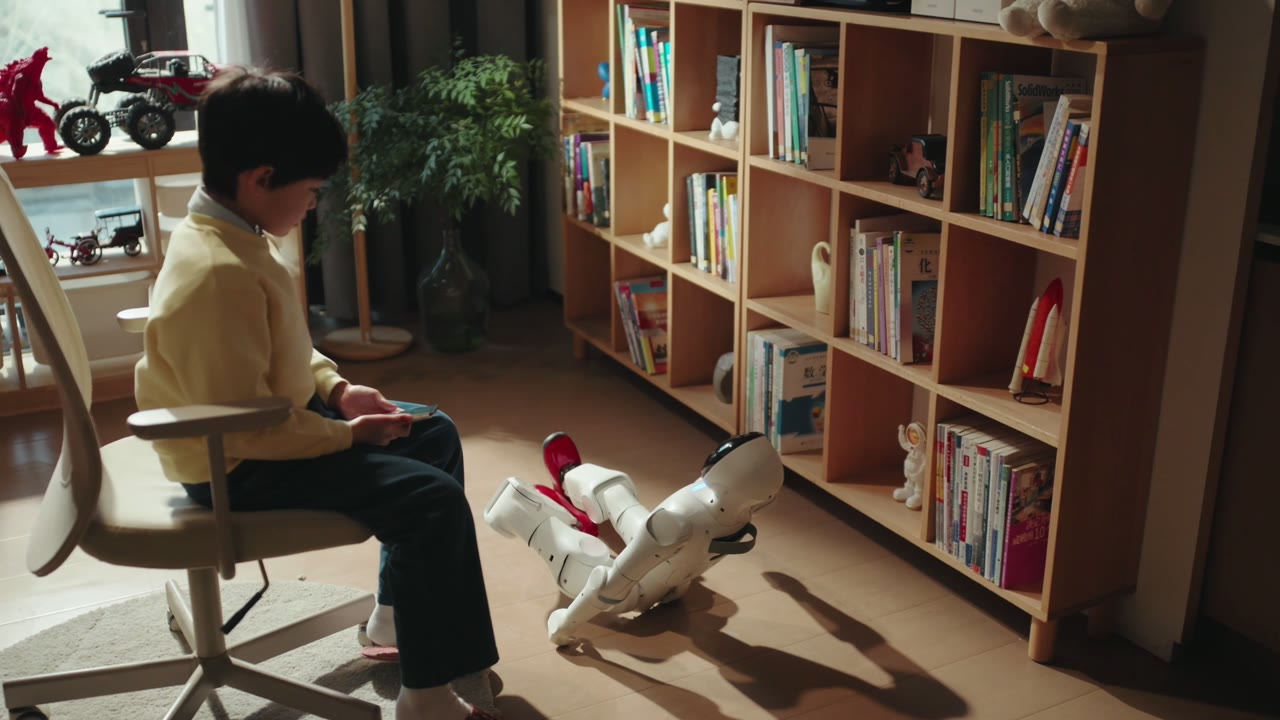 松延动力 Bumi 人形机器人一键自主站立