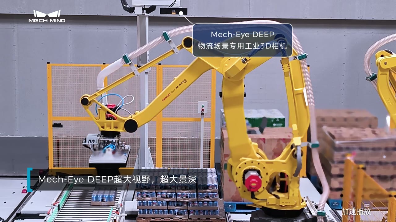 3D视觉引导透明饮料膜包拆垛