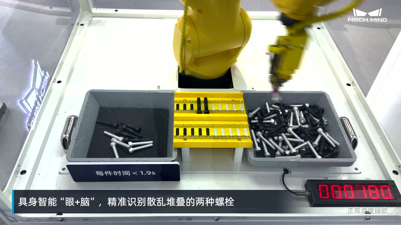 梅卡曼德具身智能“眼+脑”典型应用-小型螺栓混料无序高速分拣