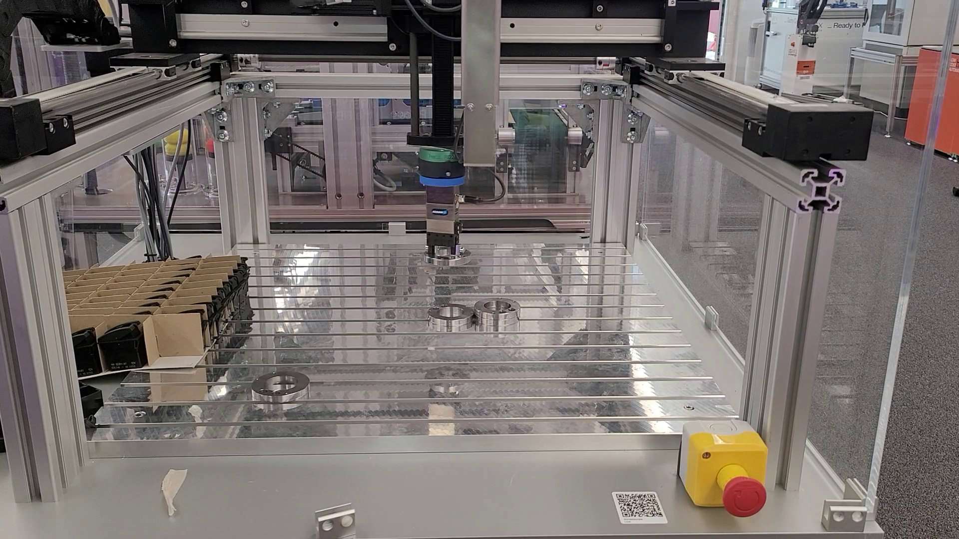 Automated stacking and unstacking of metal rings with a room gantry