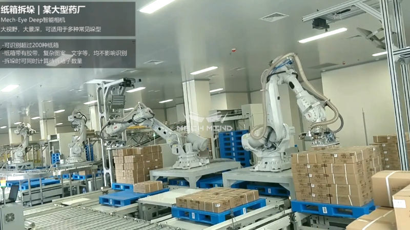 医疗制药行业_视觉引导纸箱拆垛_梅卡曼德机器人