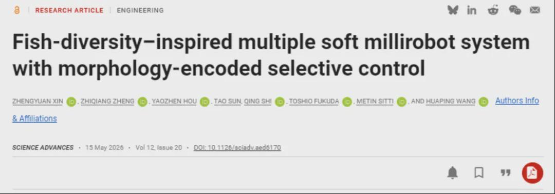 鱼群多样性启发!北理工团队发表Science子刊新作,让微机器人像鱼群一样“各司其职”